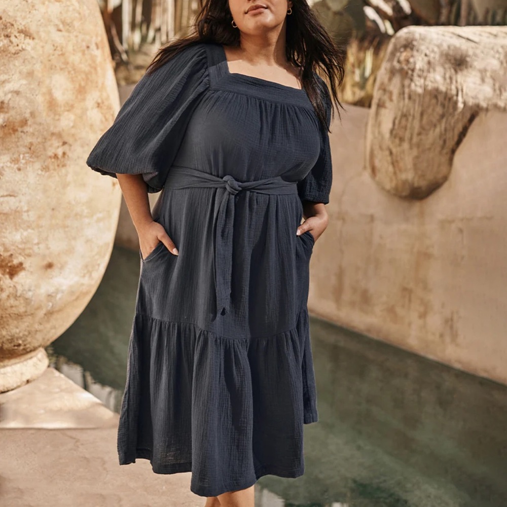 The Going Places Gauze Midi Dress